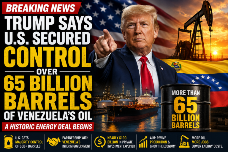 Trump Says U.S. Secured Control Over 65 Billion Barrels of Venezuela’s Oil — A Historic Energy Gamble Begins