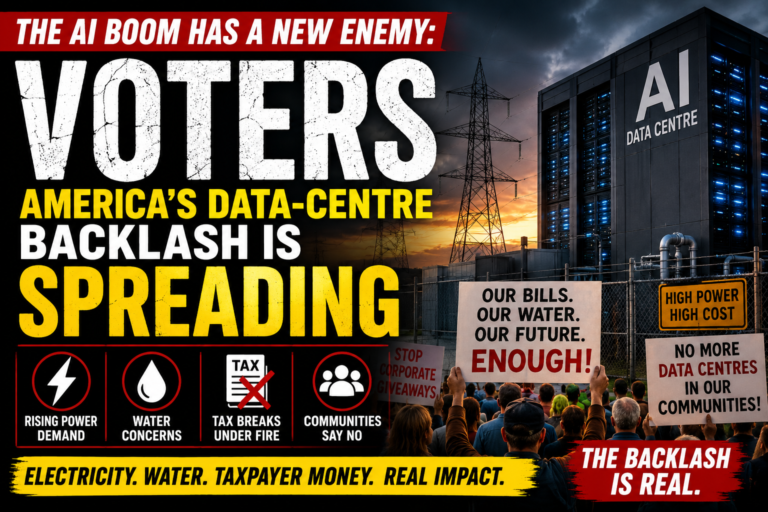 The AI Boom Has a New Enemy: Voters — America’s Data-Centre Backlash Is Spreading