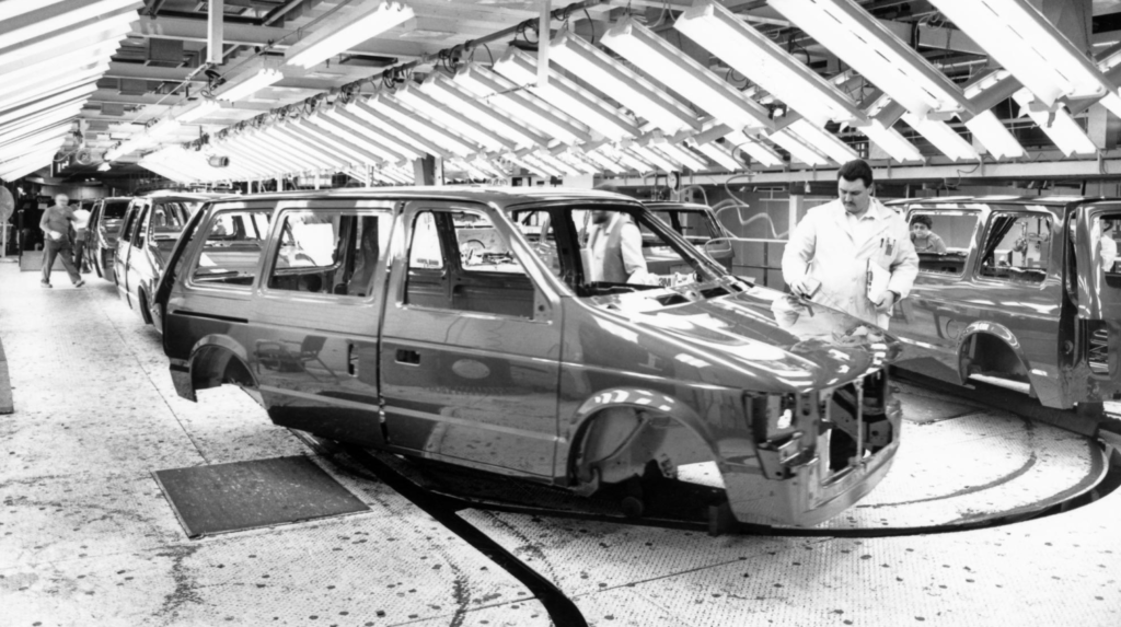 Industrial workers at a manufacturing facility