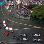 Formula 1 racing cars competing during an international Grand Prix.