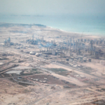 Aerial photograph of Saudi Aramco's Ras Tanura oil refinery in Saudi Arabia.