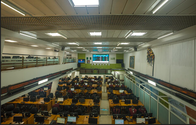 Nigerian stock exchange building or trading facilities in Lagos.