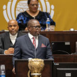 South African Finance Minister Enoch Godongwana delivering the 2026 Medium-Term Budget Policy Statement in Cape Town.