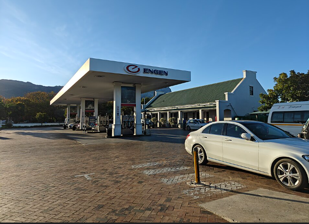 Petrol pumps at a fuel station in South Africa.