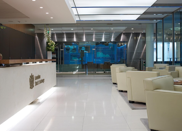 Exterior of the London Stock Exchange building in Paternoster Square, London.