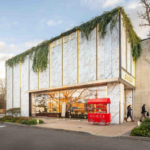 Exterior of a Gucci luxury fashion store at Americana Manhasset, New York.