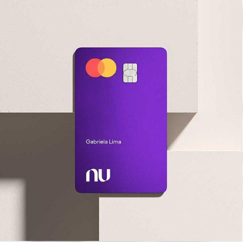 A purple Nubank credit card representing the company's digital banking services.