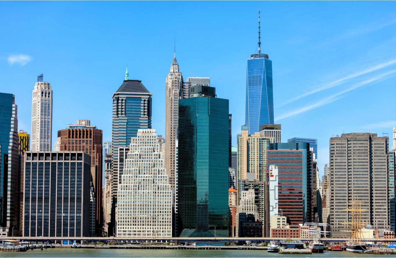 Financial District skyscrapers along the Manhattan waterfront in New York City.