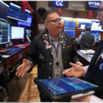 Traders working on the New York Stock Exchange floor.